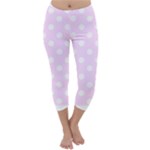Polka Dots - White on Pale Thistle Violet Capri Winter Leggings