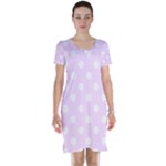 Polka Dots - White on Pale Thistle Violet Short Sleeve Nightdress