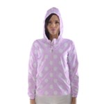 Polka Dots - White on Pale Thistle Violet Hooded Wind Breaker (Women)