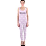 Polka Dots - White on Pale Thistle Violet OnePiece Catsuit