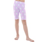 Polka Dots - White on Pale Thistle Violet Kid s Mid Length Swim Shorts