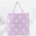 Polka Dots - White on Pale Thistle Violet Grocery Tote Bag
