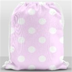 Polka Dots - White on Pale Thistle Violet Drawstring Bag (Large)