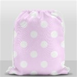 Polka Dots - White on Pale Thistle Violet Drawstring Bag (Small)