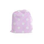 Polka Dots - White on Pale Thistle Violet Drawstring Pouch (M)
