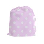 Polka Dots - White on Pale Thistle Violet Drawstring Pouch (XL)