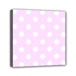 Polka Dots - White on Pale Thistle Violet Mini Canvas 6  x 6  (Stretched)