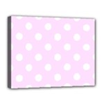 Polka Dots - White on Pale Thistle Violet Canvas 14  x 11  (Stretched)
