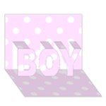 Polka Dots - White on Pale Thistle Violet BOY 3D Greeting Card (7x5)
