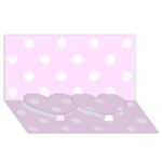 Polka Dots - White on Pale Thistle Violet Twin Heart Bottom 3D Greeting Card (8x4)