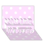 Polka Dots - White on Pale Thistle Violet YOU ARE INVITED 3D Greeting Card (7x5)