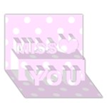 Polka Dots - White on Pale Thistle Violet Miss You 3D Greeting Card (7x5)