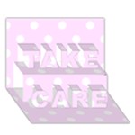 Polka Dots - White on Pale Thistle Violet TAKE CARE 3D Greeting Card (7x5)