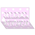 Polka Dots - White on Pale Thistle Violet Happy New Year 3D Greeting Card (8x4)