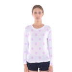 Polka Dots - Pale Thistle Violet on White Women s Long Sleeve T-shirt