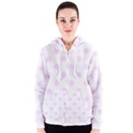 Polka Dots - Pale Thistle Violet on White Women s Zipper Hoodie