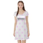 Polka Dots - Pale Thistle Violet on White Short Sleeve Skater Dress