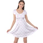 Polka Dots - Pale Thistle Violet on White Cap Sleeve Dress