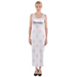 Polka Dots - Pale Thistle Violet on White Fitted Maxi Dress