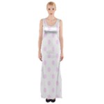 Polka Dots - Pale Thistle Violet on White Maxi Thigh Split Dress