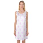 Polka Dots - Pale Thistle Violet on White Sleeveless Satin Nightdress