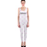 Polka Dots - Pale Thistle Violet on White OnePiece Catsuit