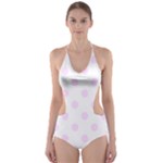 Polka Dots - Pale Thistle Violet on White Cut-Out One Piece Swimsuit
