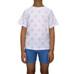Polka Dots - Pale Thistle Violet on White Kid s Short Sleeve Swimwear