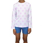 Polka Dots - Pale Thistle Violet on White Kid s Long Sleeve Swimwear