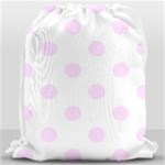 Polka Dots - Pale Thistle Violet on White Drawstring Bag (Large)