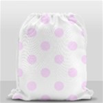 Polka Dots - Pale Thistle Violet on White Drawstring Bag (Small)
