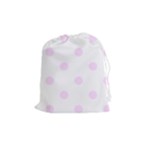 Polka Dots - Pale Thistle Violet on White Drawstring Pouch (M)