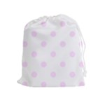 Polka Dots - Pale Thistle Violet on White Drawstring Pouch (XL)