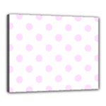 Polka Dots - Pale Thistle Violet on White Canvas 20  x 16  (Stretched)