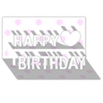 Polka Dots - Pale Thistle Violet on White Happy Birthday 3D Greeting Card (8x4)