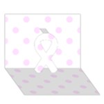 Polka Dots - Pale Thistle Violet on White Ribbon 3D Greeting Card (7x5)
