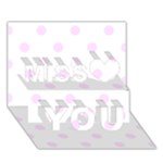 Polka Dots - Pale Thistle Violet on White Miss You 3D Greeting Card (7x5)