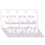Polka Dots - Pale Thistle Violet on White Happy New Year 3D Greeting Card (8x4)