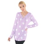 Polka Dots - White on Thistle Violet Women s Tie Up Tee