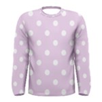 Polka Dots - White on Thistle Violet Men s Long Sleeve T-shirt