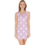 Polka Dots - White on Thistle Violet Bodycon Dress