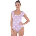 Polka Dots - White on Thistle Violet Short Sleeve Leotard (Ladies)