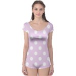 Polka Dots - White on Thistle Violet Boyleg Leotard (Ladies)
