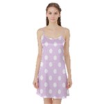 Polka Dots - White on Thistle Violet Satin Night Slip
