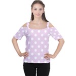 Polka Dots - White on Thistle Violet Women s Cutout Shoulder Tee