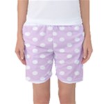 Polka Dots - White on Thistle Violet Women s Basketball Shorts