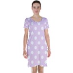 Polka Dots - White on Thistle Violet Short Sleeve Nightdress
