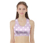 Polka Dots - White on Thistle Violet Women s Sports Bra with Border