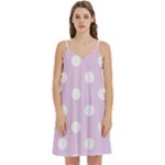 Polka Dots - White on Thistle Violet Women s Reversible Sports Bra with Border