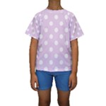 Polka Dots - White on Thistle Violet Kid s Short Sleeve Swimwear